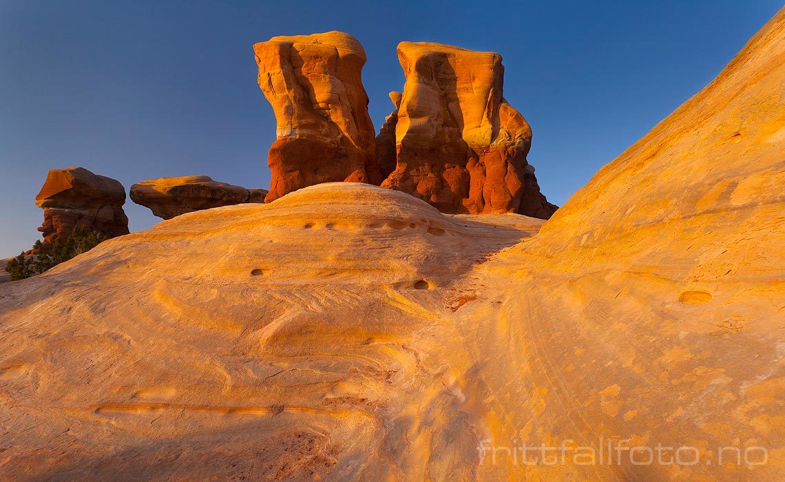 Fjellformasjoner ved Devils Garden i Grand Staircase - Escalante National Monument, Utah, USA.<br>Bildenr 20080321-394.