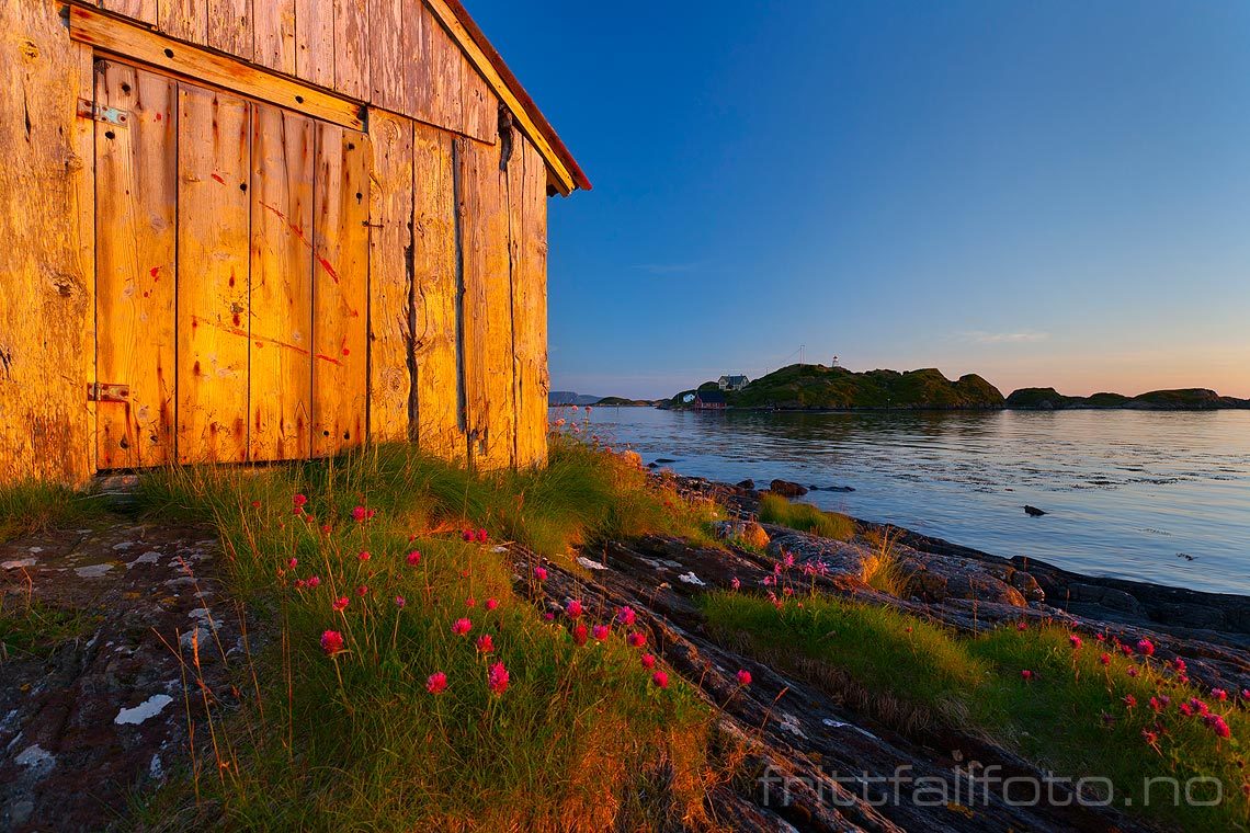 Kveld ved Morsundet på Harøya, Ålesund, Møre og Romsdal.<br>Bildenr 20080703-150.