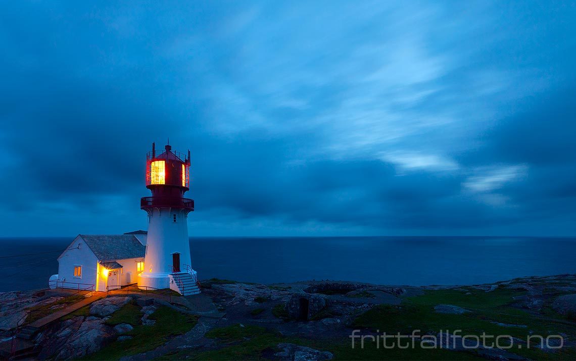 Kveld ved Lindesnes fyr, Lindesnes, Agder.<br>Bildenr 20110717-082.