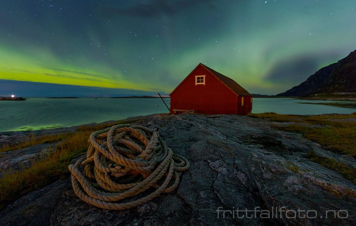 Nordlys ved Mjelle, Bodø, Nordland.<br>Bildenr 20161026-068.