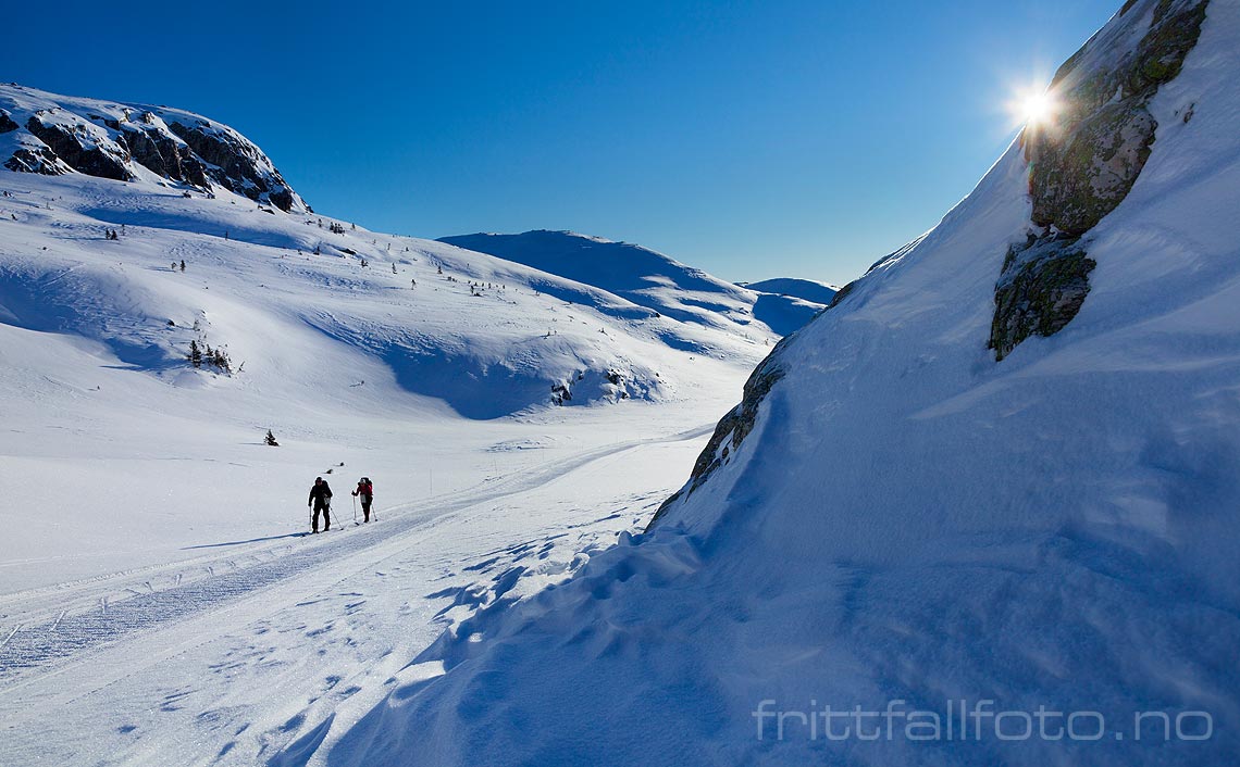 Strålende vinterdag i Oksladalen på Lifjell, Midt-Telemark, Vestfold og Telemark.<br>Bildenr 20130209-194.